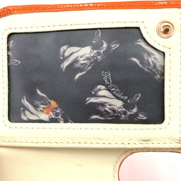 Ted Baker Wallet London Orange Patent Leather Crystal Kiss Lock Frenchie Lining - Picture 7 of 14